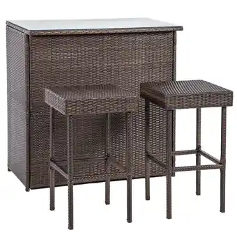 Walmart Outdoor Wicker Bar Chair Set 3 Piece,Brown offer