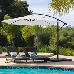 Walmart Devoko 10ft Patio Offset Umbrella Outdoor Hanging Umbrellas, White offer