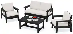 Walmart SERWALL 4-Piece HDPE Outdoor Furniture Set, All-Weather Patio Sofa Couch offer