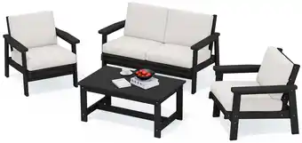 Walmart SERWALL 4-Piece HDPE Outdoor Furniture Set, All-Weather Patio Sofa Couch offer