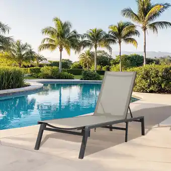Walmart JUSTLET Aluminum Outdoor Chaise Lounge Recliner with Adjustable Backrest,Khaki offer