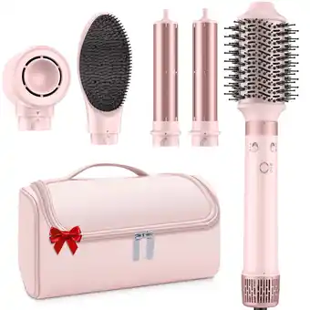 Walmart RACCOMB Pro Air Styler System, 5 in 1 Hair Dryer Brush Set with Bag, Global Voltage, Pink offer