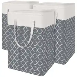 Walmart Jinghua 3 Pack Laundry Baskets Set with Carrying Handles, Gray & White offer