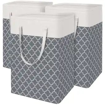 Walmart Jinghua 3 Pack Laundry Baskets Set with Carrying Handles, Gray & White offer