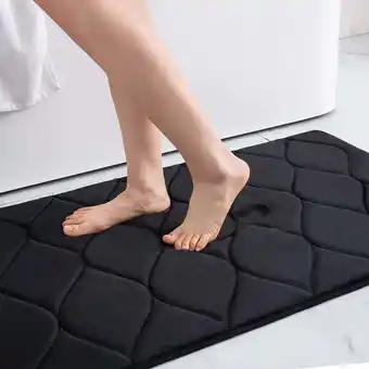 Walmart Smiry Memory Foam Bathroom Rugs, Ultra Soft & Non-Slip Bath Mat, 17x24, Black offer