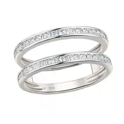 Walmart Wuziwen Princess 925 Sterling Silver Ring Enhancer for Women Cubic Zirconia Wedding Band Size 7 offer