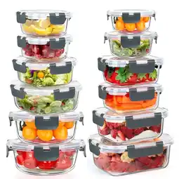 Walmart stusgo 24 Pcs Glass Storage Containers with Lids, Reusable for Kitchen Organization (12 Pcs Grey) offer