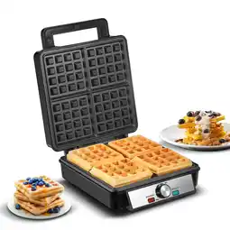 Walmart FOHERE 4-Waffle Electric Belgian Waffle Maker, Black Stainless Steel offer
