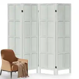 Walmart Aletheiawu 4 Panel Room Divider Wall and Folding Privacy Screens，No Installation Required，White offer