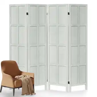 Walmart Aletheiawu 4 Panel Room Divider Wall and Folding Privacy Screens,No Installation Required,White offer
