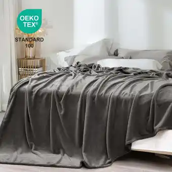 Walmart MERITLIFE Flannel Fleece Dark Grey Queen Size Microfiber Polyester Throw, 90 x 90 offer