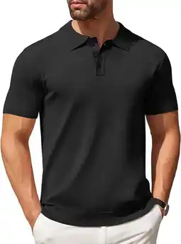 Walmart Coshow Mens Polo Shirts Short Sleeve Knit Golf Shirts Collared Slim Fit T Shirts offer