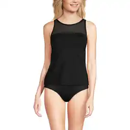 Walmart Lands' End Women's D-Cup Chlorine Resistant Smoothing Control Mesh High Neck Tankini Swimsuit Top offer