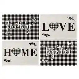 Walmart Smile Buffalo Check Plaid Placemats 12 x 18 Inch Set of 4, Black and Off White offer