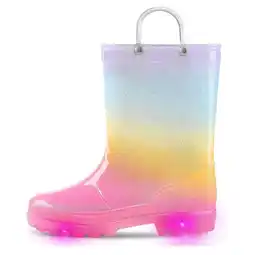 Walmart Kushyshoo Kids Light up Rain Boot Blue Purple Gradient Glitter Little Girls Shoes Size 1 offer