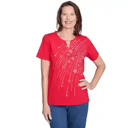 Walmart Alfred Dunner Womens Dazzling Shooting Stars With Beaded Split Neck offer