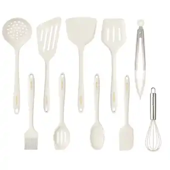 Walmart Carote 10Pcs Silicone Kitchen Cooking Utensils Set, Nonstick Cooking Utensil, Dishwasher Safe, White offer
