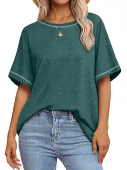 Walmart MOSHU Oversized T Shirts for Women Quilting Stitching Womens Shirts Classic Trendy Casual Tops offer
