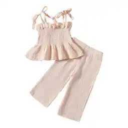 Walmart Girls Summer Outfits Baby Girl Clothes Baby Solid Color Sleeveless Camisole Linen Pants Set offer