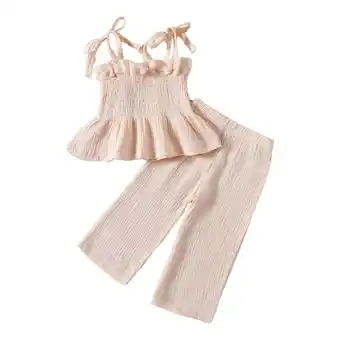 Walmart Girls Summer Outfits Baby Girl Clothes Baby Solid Color Sleeveless Camisole Linen Pants Set offer