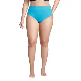 Walmart Lands' End Women's Plus Size Chlorine Resistant High Leg High Waisted Bikini Swim Bottoms offer