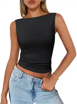 Walmart SUNBS Going Out Tank Tops for Women Cute Vacation Sleeveless Tops Y2K Spring Summer Fashion Outfit offer
