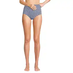 Walmart Lands' End Women's Tummy Control Gingham Tugless High Waisted Bikini Bottoms offer