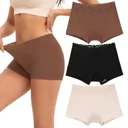 Walmart INNERSY Women's Lace Boyshort Panties Cotton Boxer Briefs Underwear Mid Rise 3-Pack(L,Earthly Hues) offer