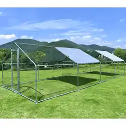 Walmart Large Chicken Run Coop 10x26ft Metal Hen House Geeloon Walk-in Poultry Cage W/ Cover offer