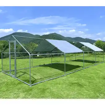 Walmart Large Chicken Run Coop 10x26ft Metal Hen House Geeloon Walk-in Poultry Cage W/ Cover offer
