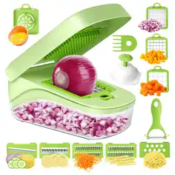 Walmart FANGNISN Vegetable Chopper, Potato Slicer with Container 15 oz, Food Choppers, Green offer