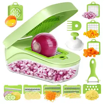 Walmart FANGNISN Vegetable Chopper, Potato Slicer with Container 15 oz, Food Choppers, Green offer