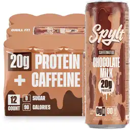 Walmart Spylt Protein Milk, 60 mg Caffeine, 20g Protein, Sugar and Lactose Free, Chocolate, 11 oz, 12 Count offer