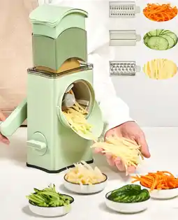 Walmart FANGNISN Rotary Cheese Grater, Hand Crank, 3 Interchangeable Blades, Strong Suction Base, 1.5 lb offer