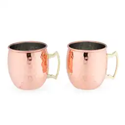 Walmart True Hammered Moscow Mule Copper Mugs, Cocktail Copper Cups, 16 oz Set of 2 offer