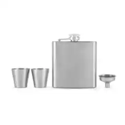 Walmart True Flask and Shot Glasses, Liquor Flask for Men and Women Set of 3 Silver offer