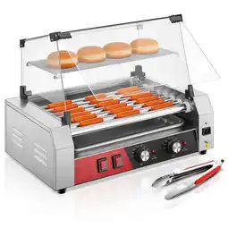 Walmart Electric Hot Dog Roller, 18-24 Hot Hogs, 7 Roller Grill Cooker Machine Backsplash & Shelf 1050W offer
