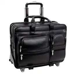Walmart Mcklein 17 Clinton Leather 2-in-1 Removable-Wheeled Laptop Case 88445 - Black offer