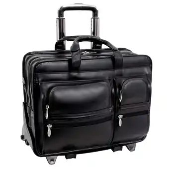 Walmart Mcklein 17 Clinton Leather 2-in-1 Removable-Wheeled Laptop Case 88445 - Black offer