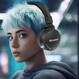 Walmart JGF844 Wireless Bluetooth Headphones Over Ear With Light And Mic 8 Hours Of Use Foldable Headset offer