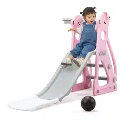 Walmart NBXPOW Kids Slide Indoor Outdoor Climber Playground with Basketball Hoop offer