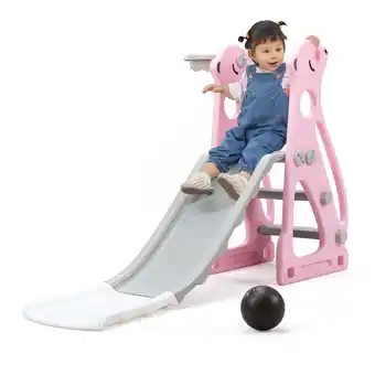 Walmart NBXPOW Kids Slide Indoor Outdoor Climber Playground with Basketball Hoop offer