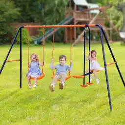 Walmart Safe Metal Swing Set with Slide for Children in Vibrant Backyard Green offer