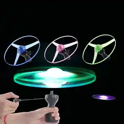 Walmart Fairnull LED Light up Spinning Flying Disc Saucer Pull String Kids Toy Party Supplies offer
