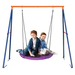 Walmart Outdoor 40 Inch Saucer Tree Swing with A-Framed Stand for Kids in Purple offer