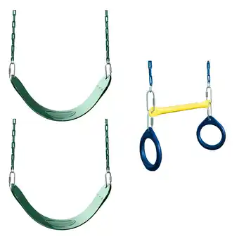 Walmart Swing-N-Slide 2 Green Swing Seats and Ring/Trapeze Bar Combo offer