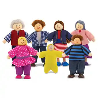 Walmart Melissa & Doug 7-Piece Poseable Wooden Doll Family for Dollhouse (2-4 inches each) offer