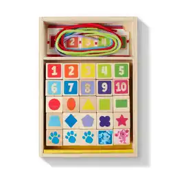 Walmart Melissa & Doug Blues Clues & You! Wooden Lacing Beads - 25 Beads, 4 Cords - FSC-Certified Materials offer