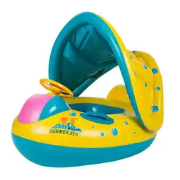 Walmart WYQLFSB Inflatable Sunshade Swimming Pool Ring Float Boat Seat Baby Kids toddler Raft Yellow offer