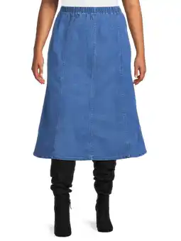 Walmart JMS Just My Size by Hanes Women's Plus Size Midi Pull-On Denim Skirt, Sizes 1X-4X offer